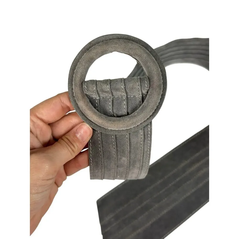 Vtg Gray Suede Like Waist Belt- thin to thick- 38